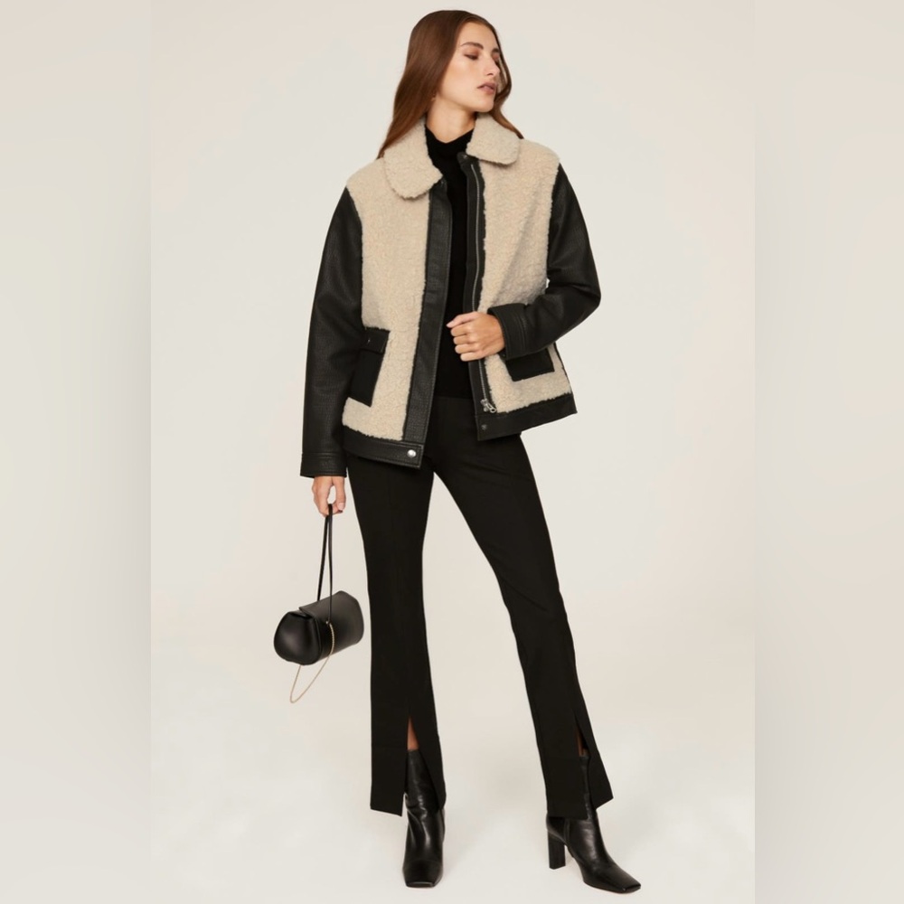 Peter Som Collective Sherpa Faux Leather Jacket Size XS